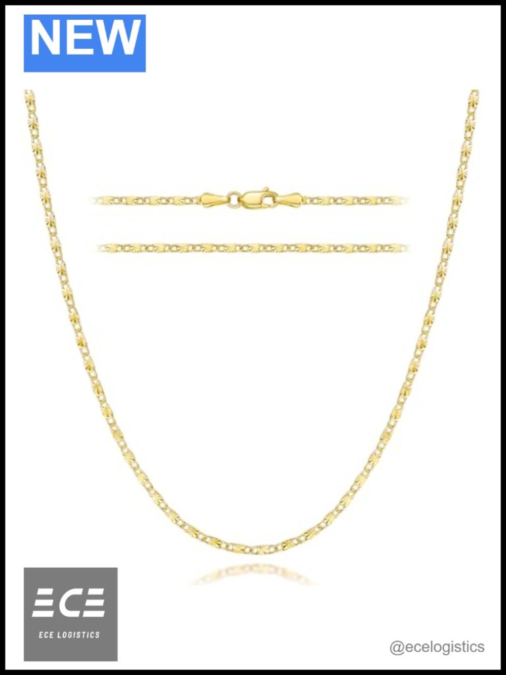 14k Gold Plated Mariner Chain Necklace 1.8mm Lobster Clasp